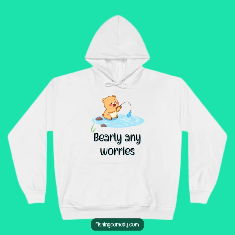 Funny Bear Cub Hoodie: Cozy Fishing Fun, Perfect Outdoors Gift