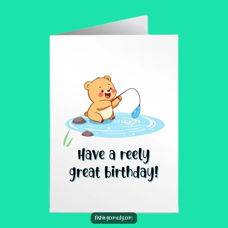 Free Printable Birthday Card: Fishing Bear Cub, Fun Downloadable Surprise