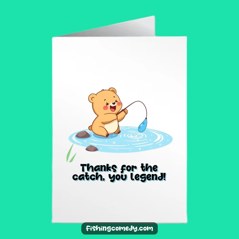 Free Thank You Card: Fishing Bear Cub, Grateful Downloadable Note